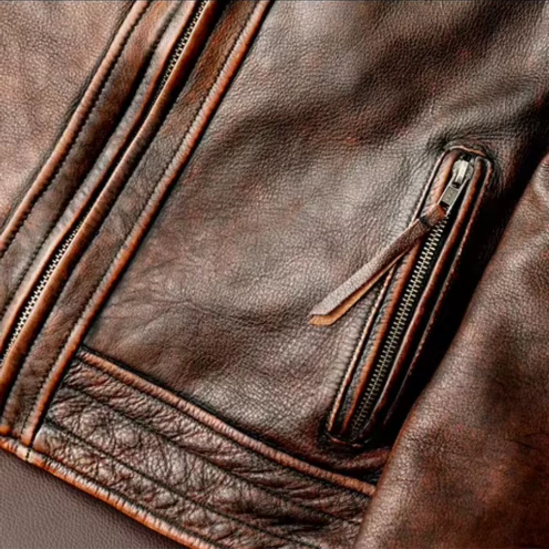 premium retro leather jacket