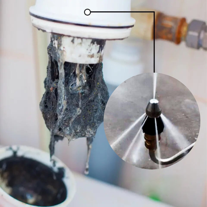 High-Pressure Sewer Cleaning Nozzle – Stainless Steel Spray for Quick Pipe Cleaning