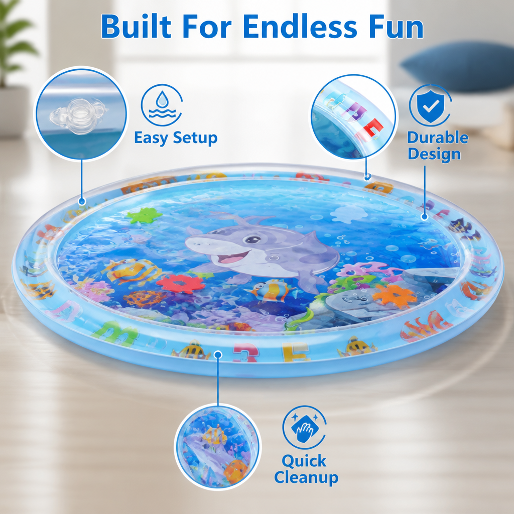 Cat water play mat with swimming fish - BPA-free silicone cooling mat