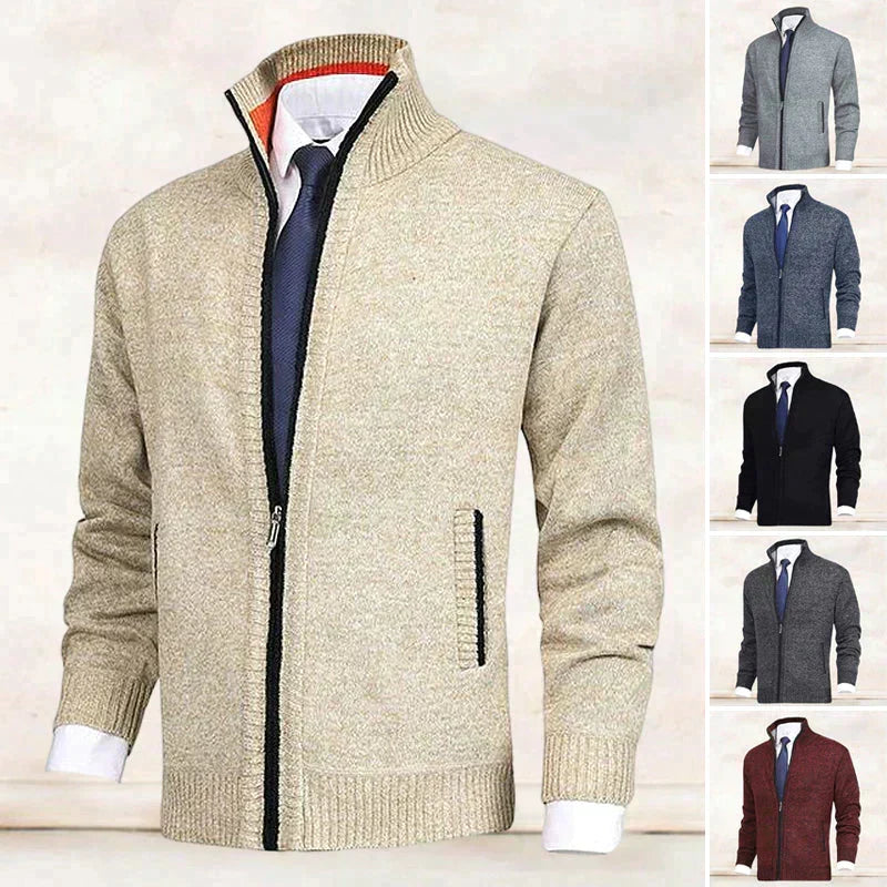 Knitted Zip-Up Cardigan for Men - Theo