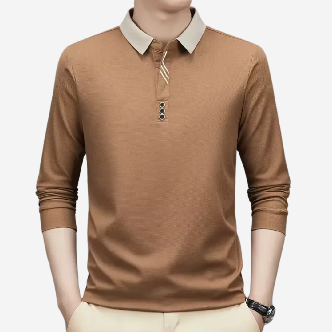 Casual Long-Sleeve Polo for Men