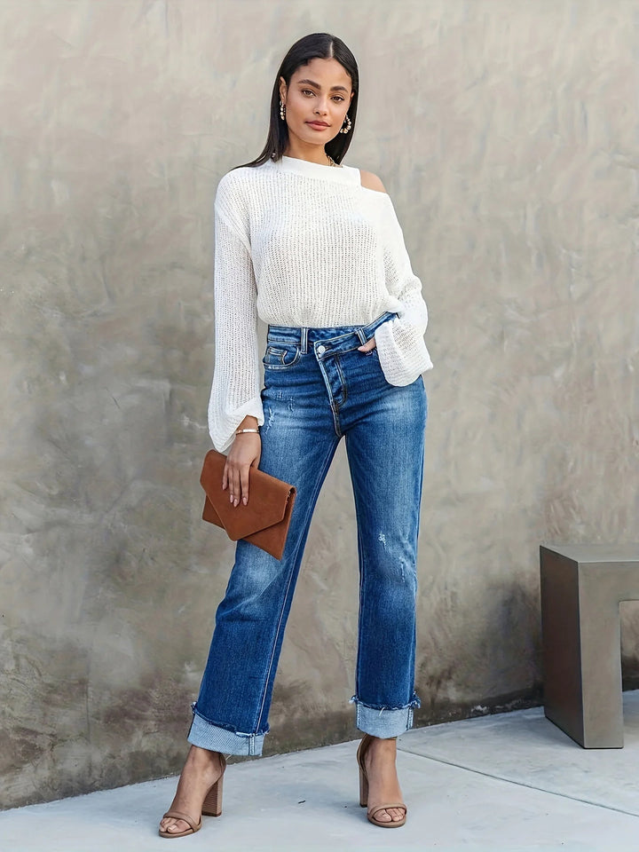 Women's Asymmetric Straight-Leg Jeans