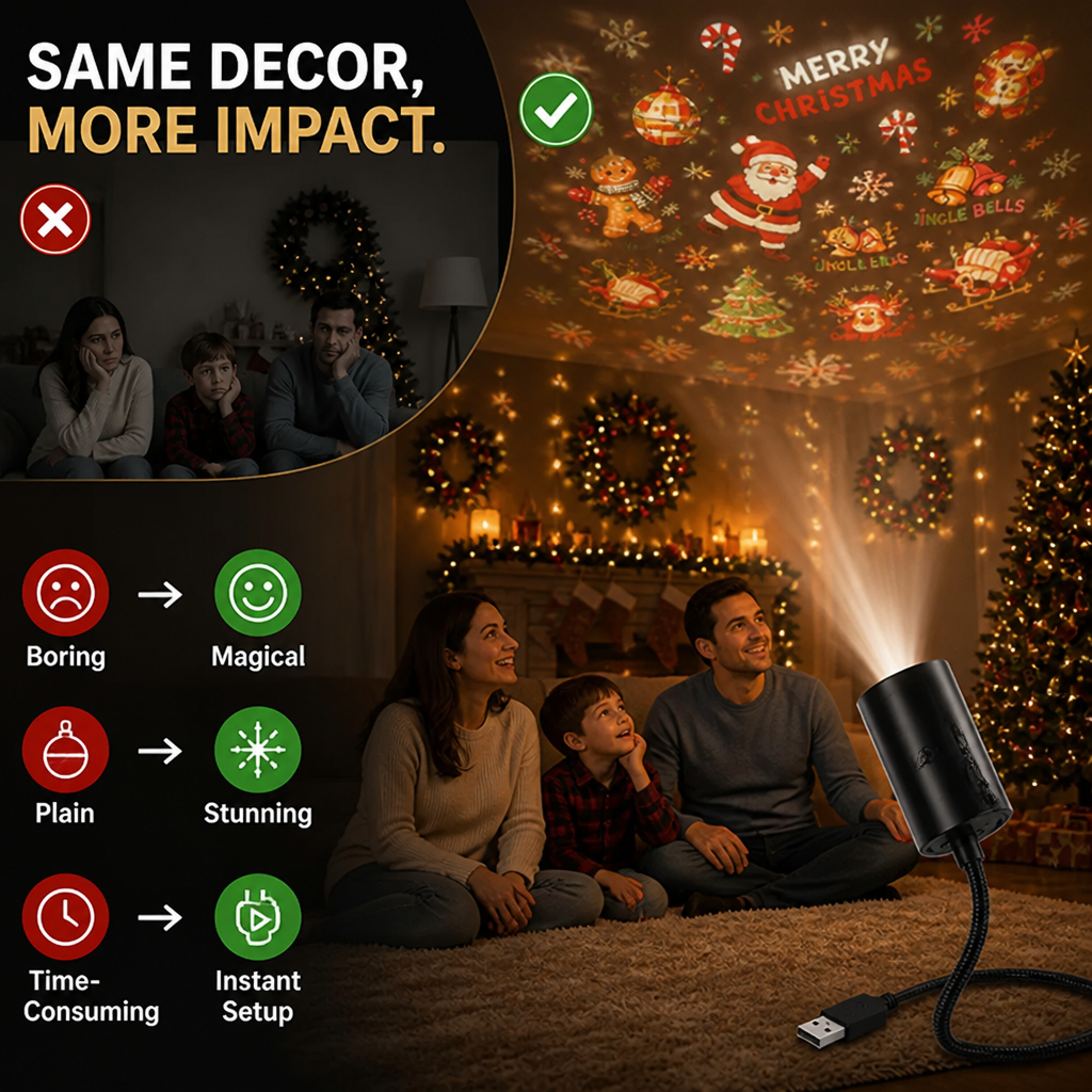 Holiday Light Projector – Instant Festive Scenes in Any Room