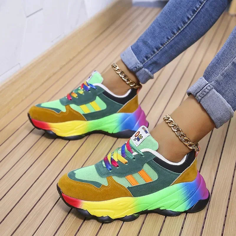 Trendy Multicolor Sneakers with Platform Sole