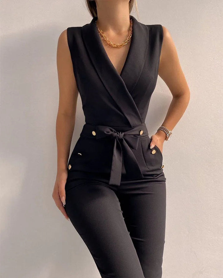 Sleeveless V-Neck Jumpsuit