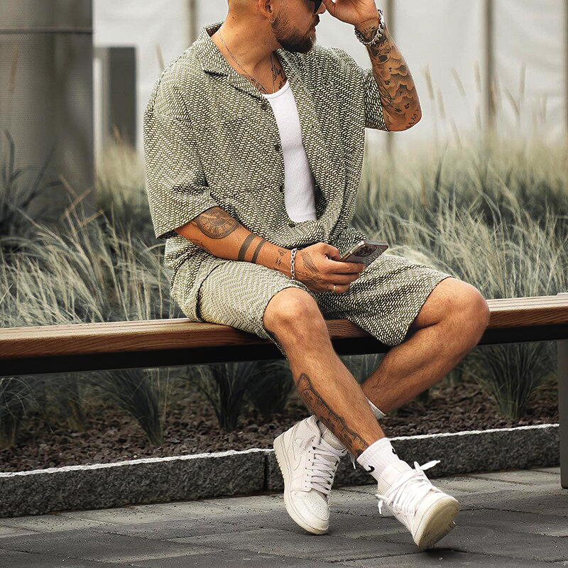 Airy Men's Summer Set with Geometric Pattern – Noah
