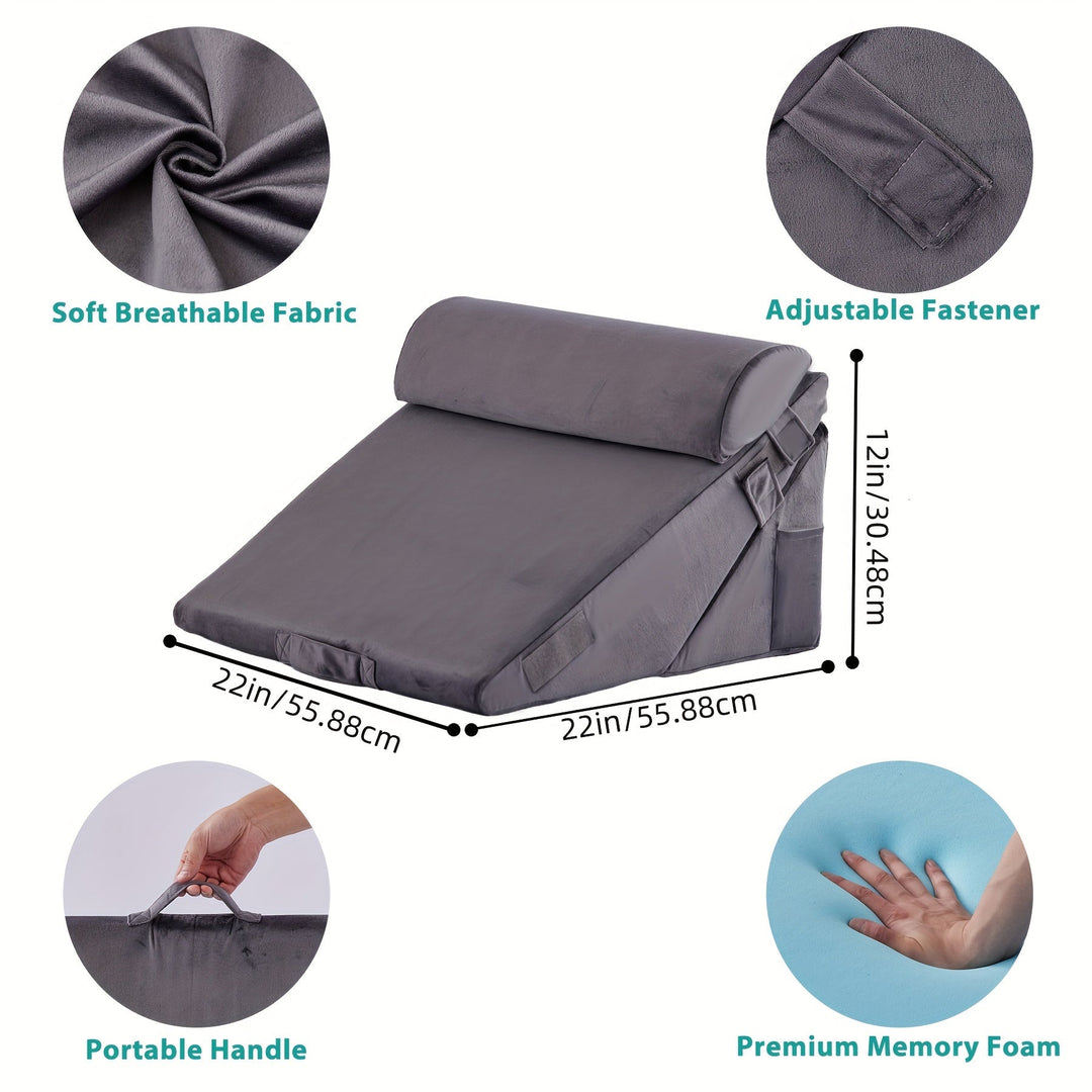 RelaxPlus Adjustable Orthopedic Wedge Pillow - Premium 7-in-1 Memory Foam Support System