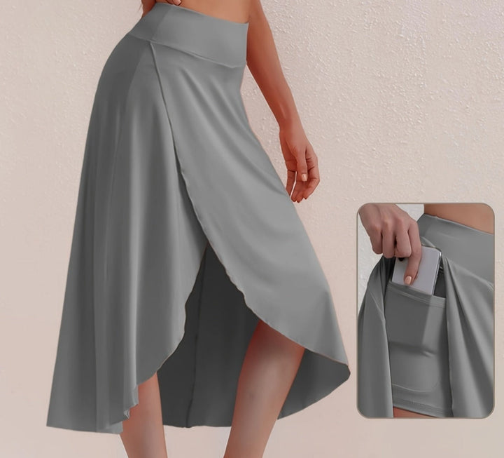 Sporty High-Waisted Skirt with Asymmetric Cut - Alexia