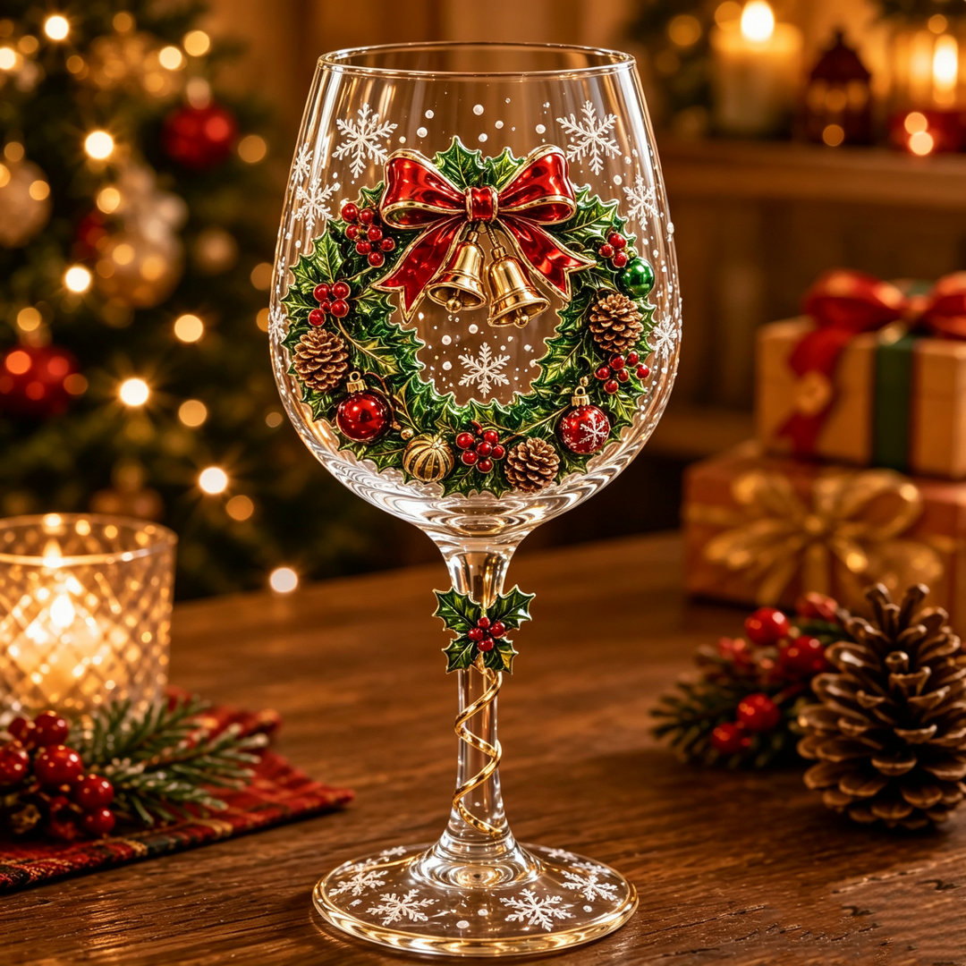 3D Christmas Wine Glasses – Festive Sipping with Yuletide Charm