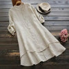 Sophia | Linen Shirt Dress Button-Down Layered Hem
