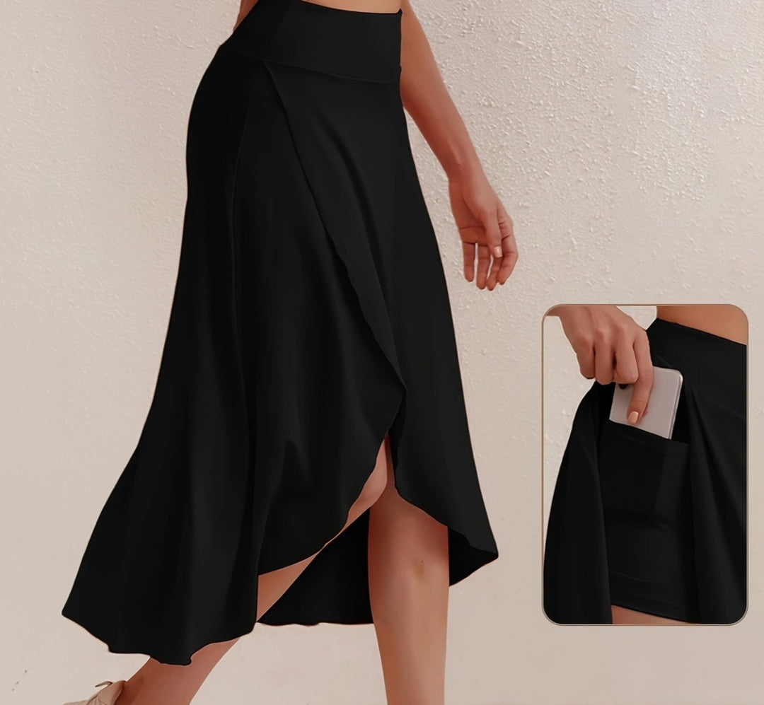 Sporty High-Waisted Skirt with Asymmetric Cut - Alexia