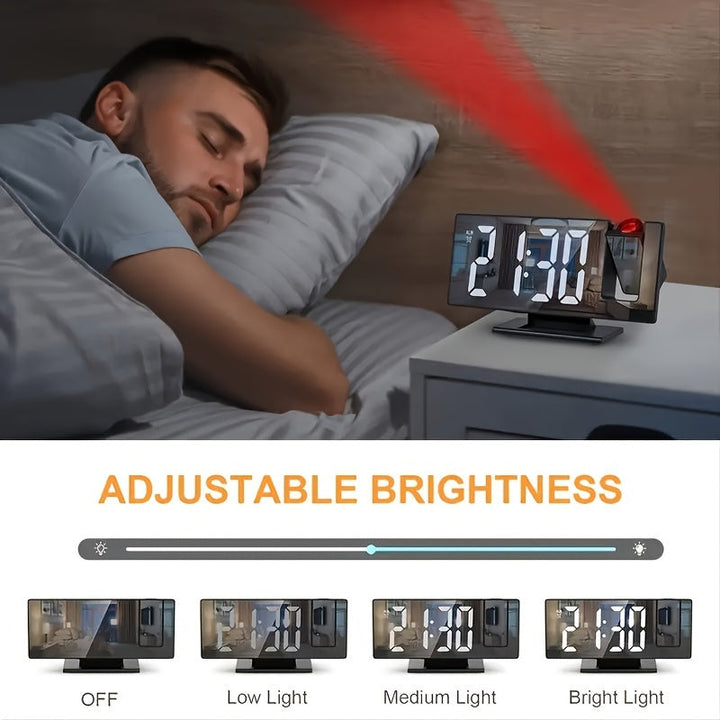 Digital Projection Alarm Clock – Large LED Display and Multifunctional Alarm Feature
