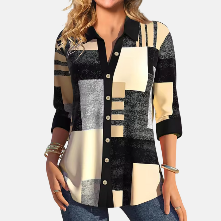 Casual Women's Blouse with Check Pattern