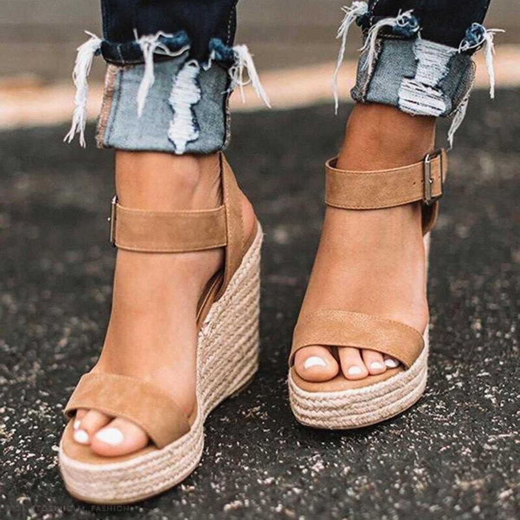 Women's Casual T Strap Wedge Sandals