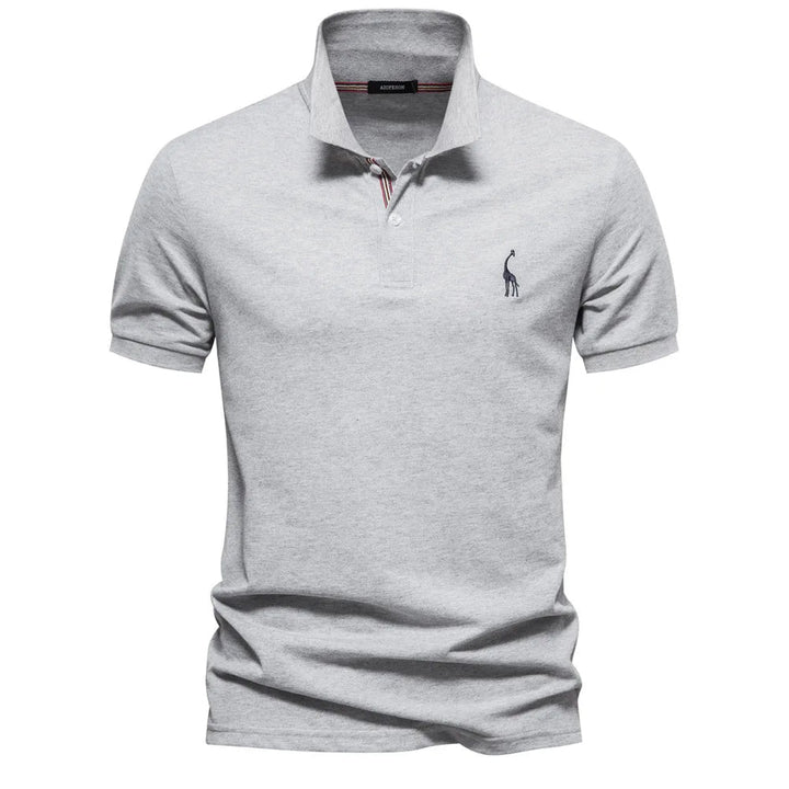 Luxe Cotton Polo with Deer Embroidery