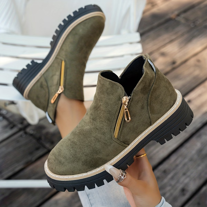 Stylish Ankle Boots with Double Zip