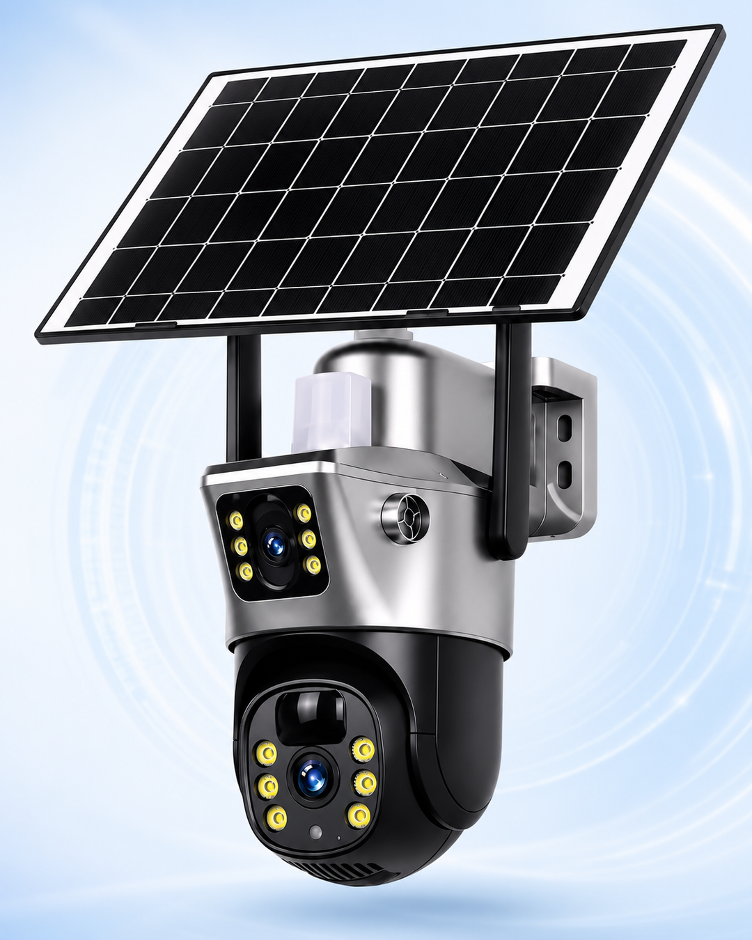 Solar-Powered Wireless Security Camera with 4G LTE or Wi-Fi, 2K, PTZ, Night Vision