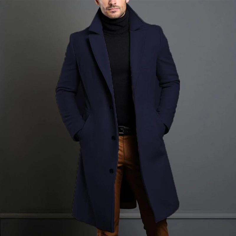 Men's wool coat – tailored long winter coat for work and city wear