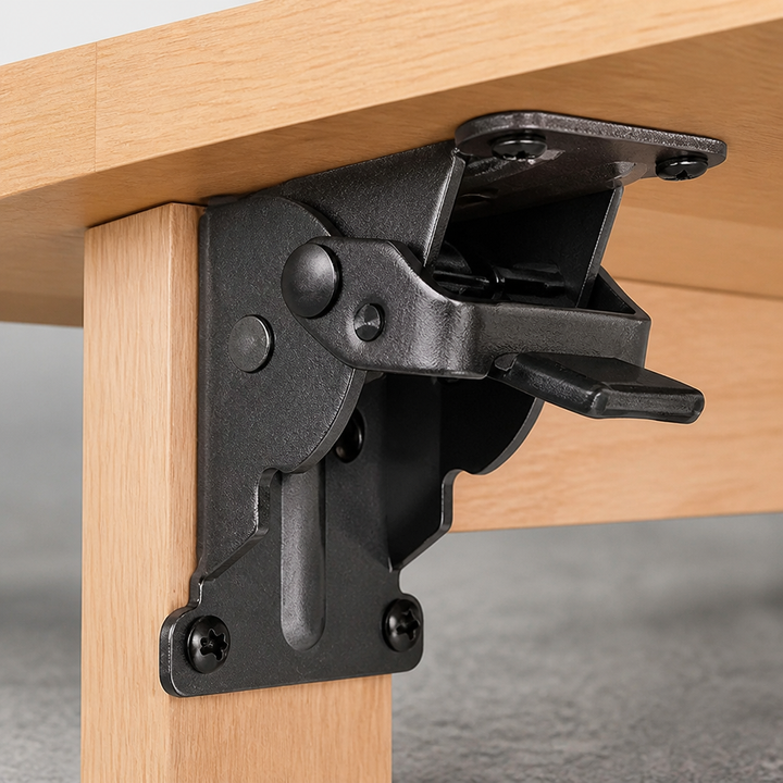 Heavy-Duty Folding Bracket, 500 lb Capacity, Self-Locking Steel, Space-Saving