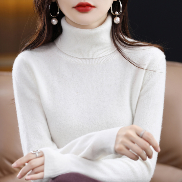 Women's 100% Cashmere Roll-Neck Jumper – Soft Regular Fit Pullover