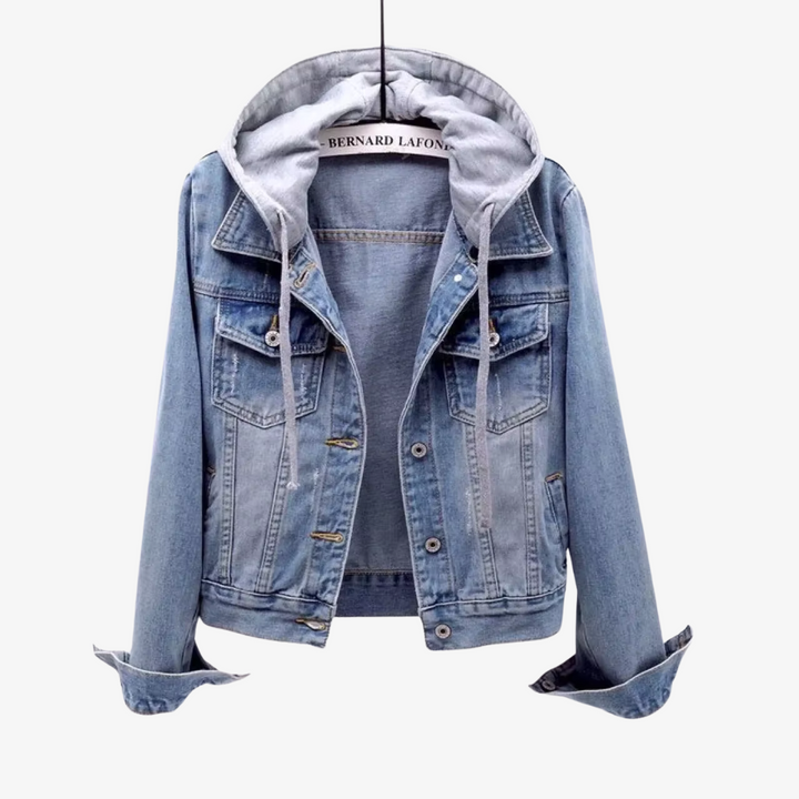 Stylish Cropped Denim Jacket with Hood for Women