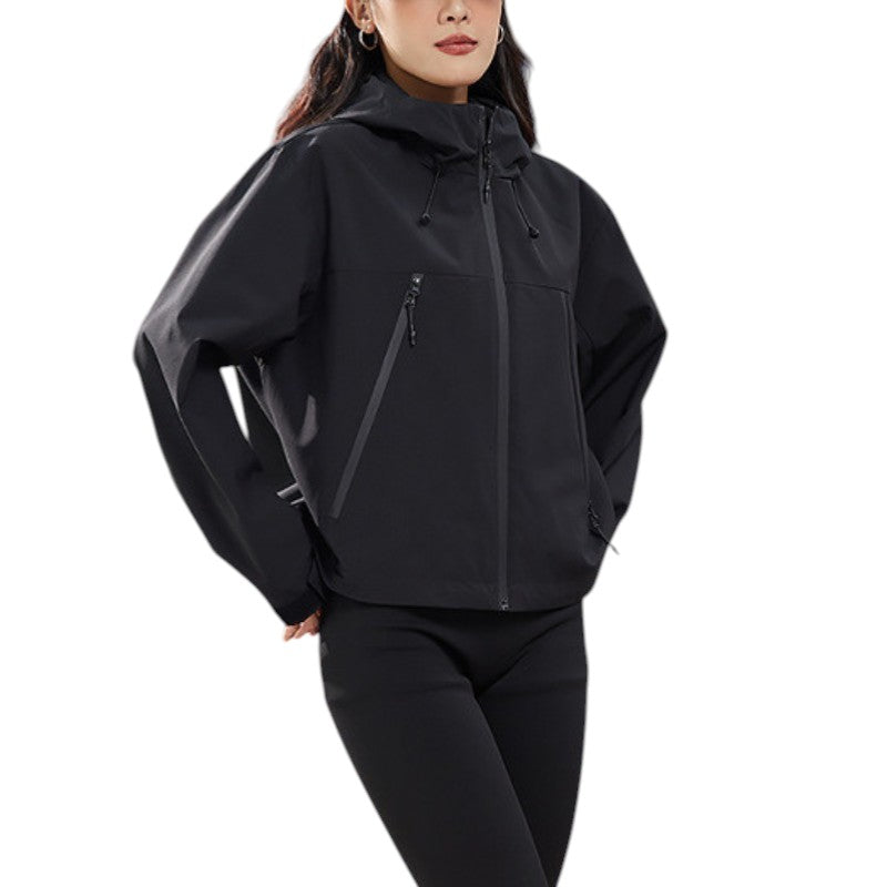 Women's Rain Jacket, Waterproof and Breathable – Short – with Adjustable Hem