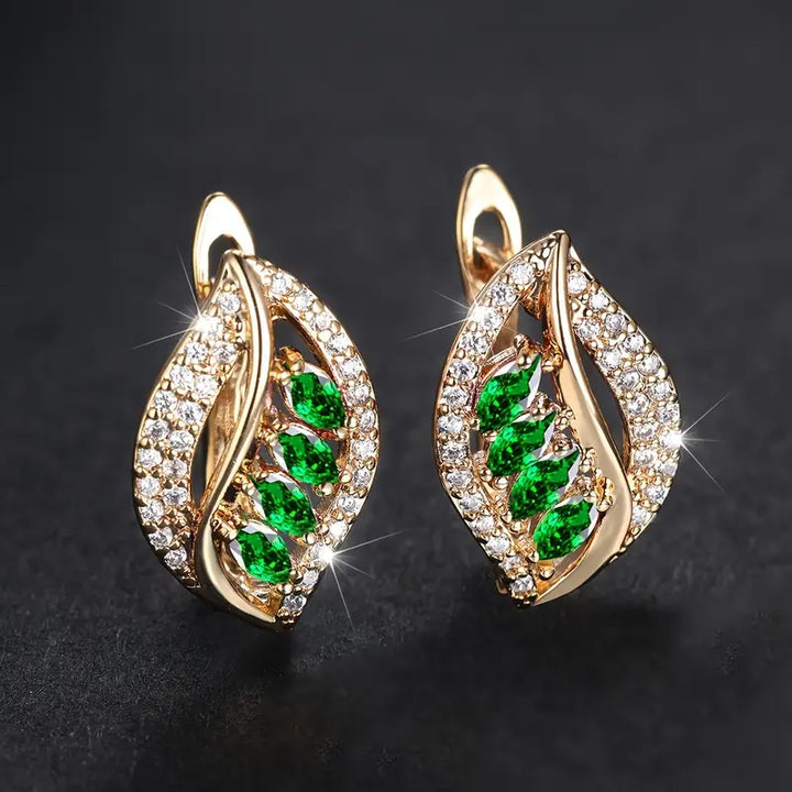 Refined gold earrings with subtle leaves