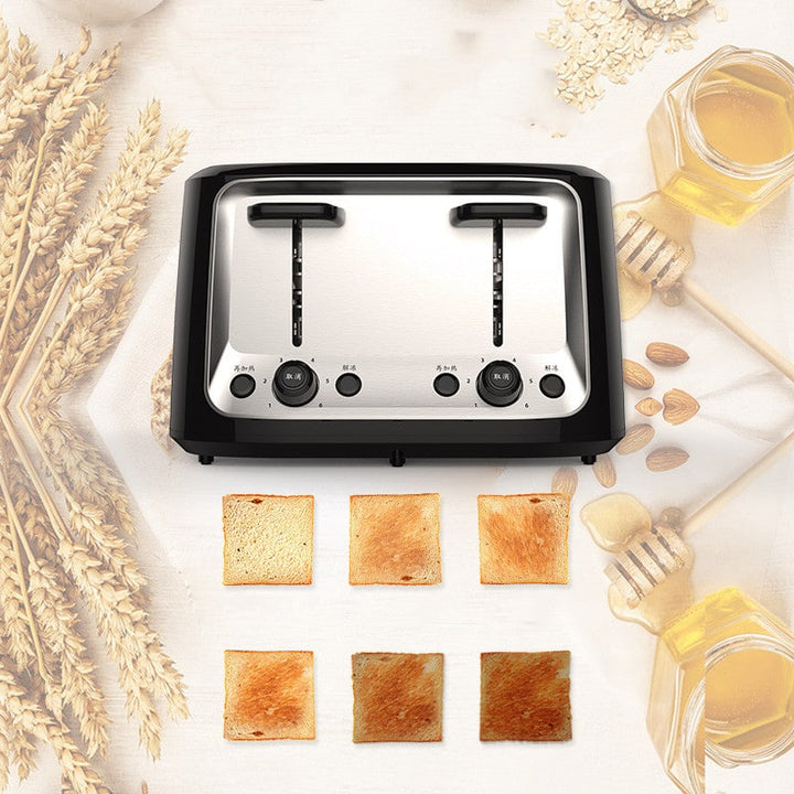 4 Slice Toaster Oven with Stainless Steel Top Dual Independent Controls and Cover Four