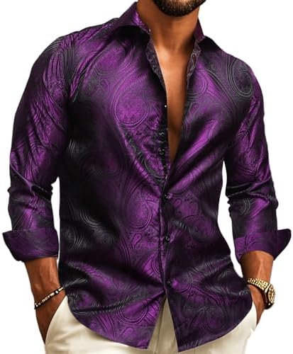 Men's paisley jacquard shirt – long-sleeved style for weddings and evening wear