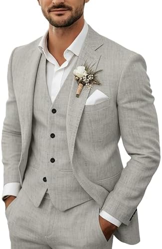 Men's 3-Piece Linen Suit - Tailored Summer Set for Weddings