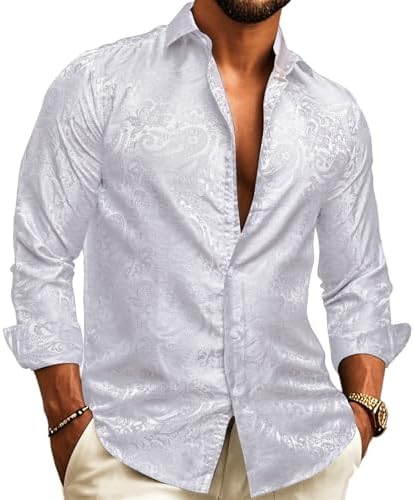 Men's paisley jacquard shirt – long-sleeved style for weddings and evening wear