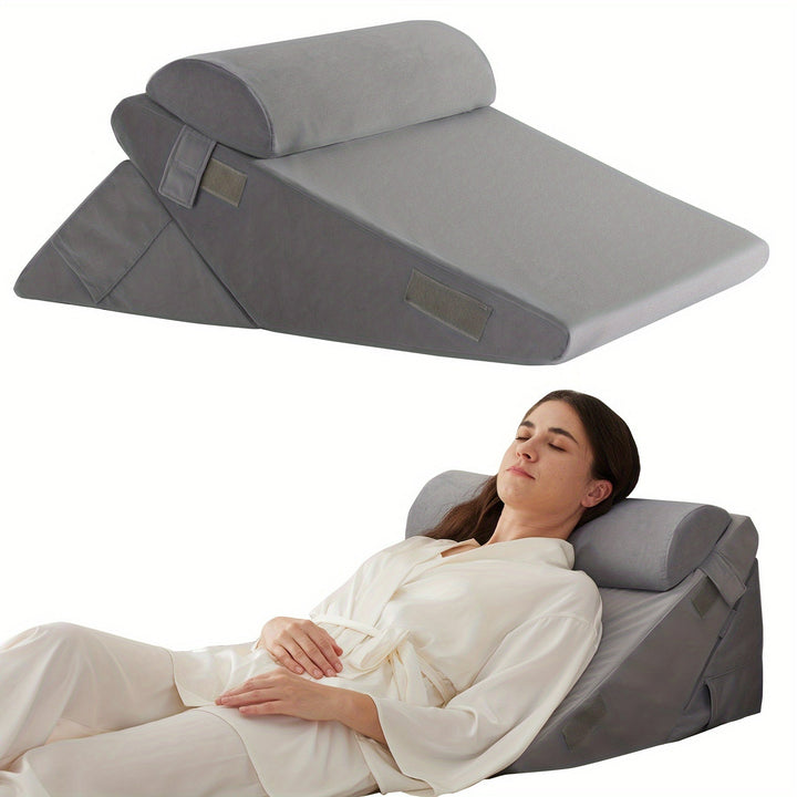RelaxPlus Adjustable Orthopedic Wedge Pillow - Premium 7-in-1 Memory Foam Support System