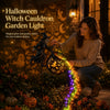Halloween Witch's Cauldron Garden Lamp with Colorful Glow and Spooky Projections