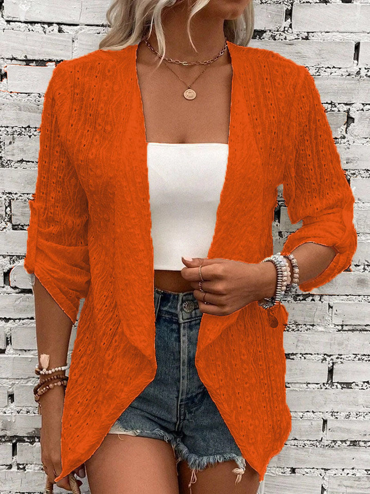 Women’s Crochet Knit Front Relaxed Fit Cardigan