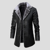 Men Shearling-Lined Leather Coat