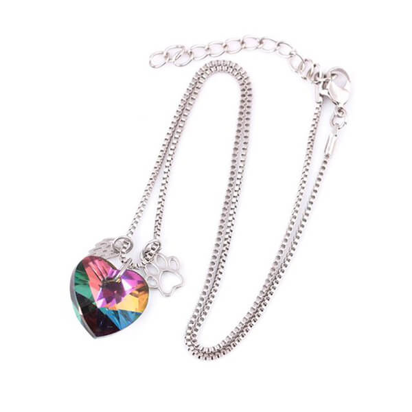 Rainbow Memorial Necklace with Heart Charm