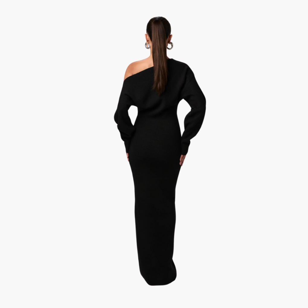 Off-Shoulder Knit Dress for Women – Elegant Evening Dress