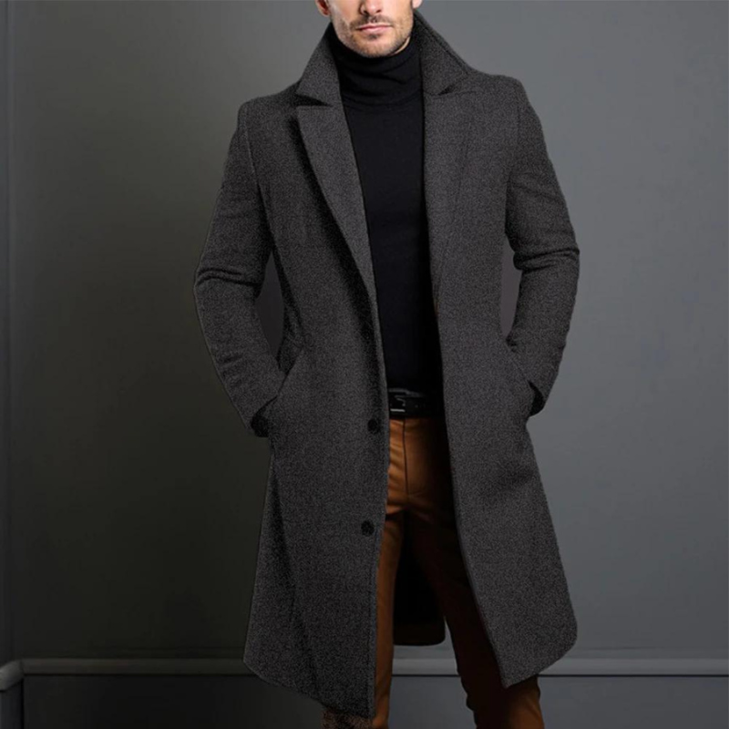 Men's wool coat – tailored long winter coat for work and city wear