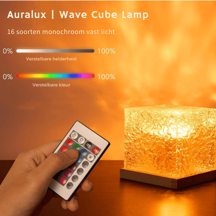 Wave Cube LED Table Lamp with Flowing Colored Light Waves