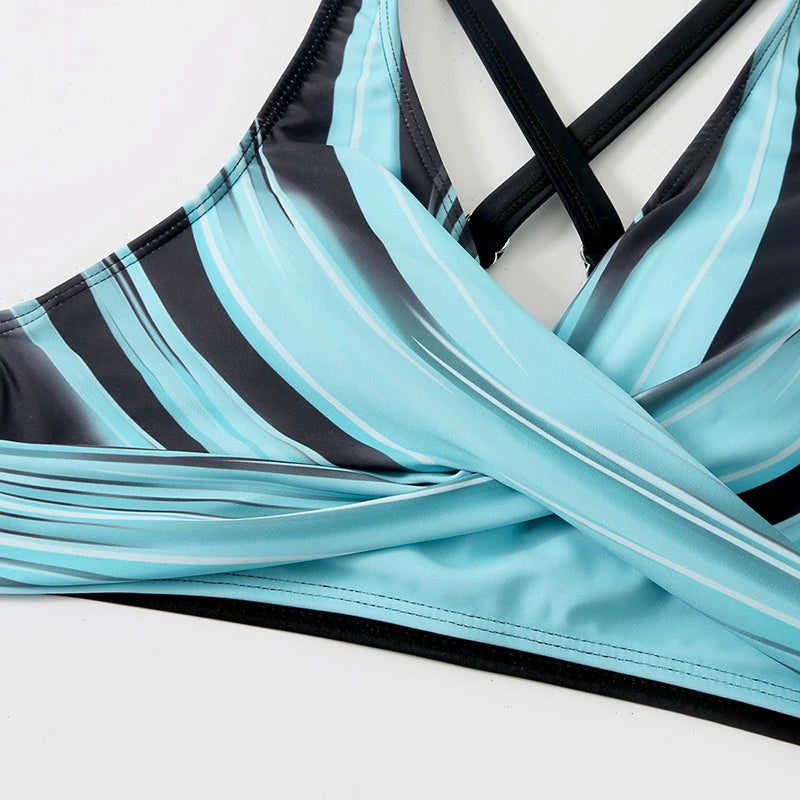 High-Waisted Bikini Set with Stylish Print