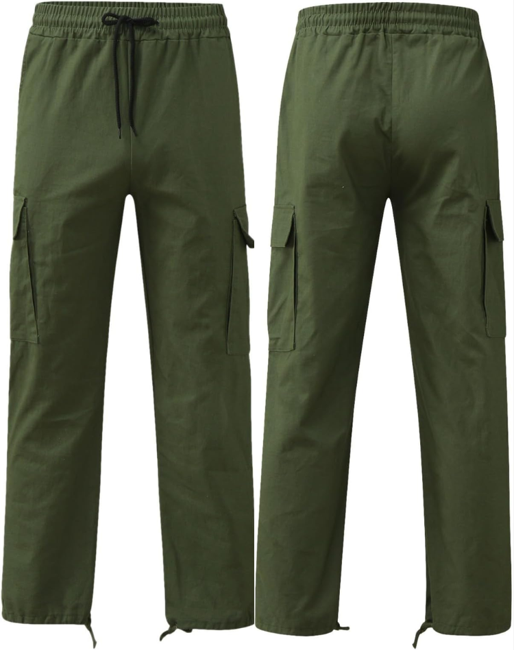 Men's Multi-Pocket Pants with Adjustable Waist