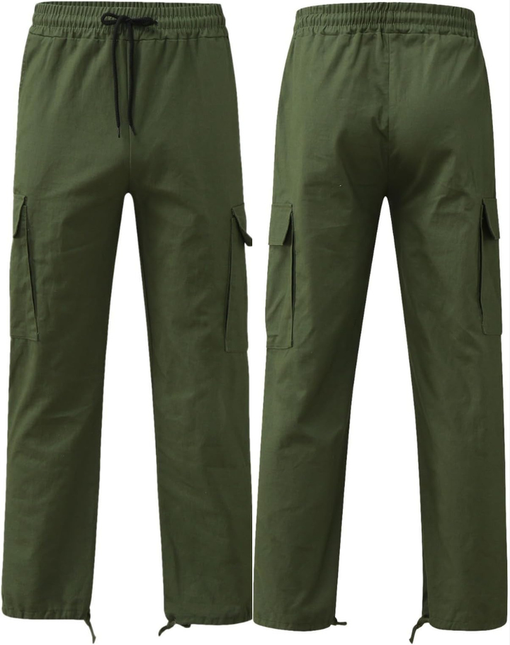 Men's Multi-Pocket Pants with Adjustable Waist