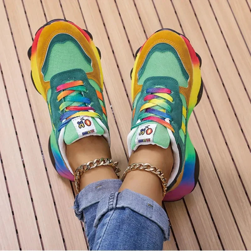 Trendy Multicolor Sneakers with Platform Sole