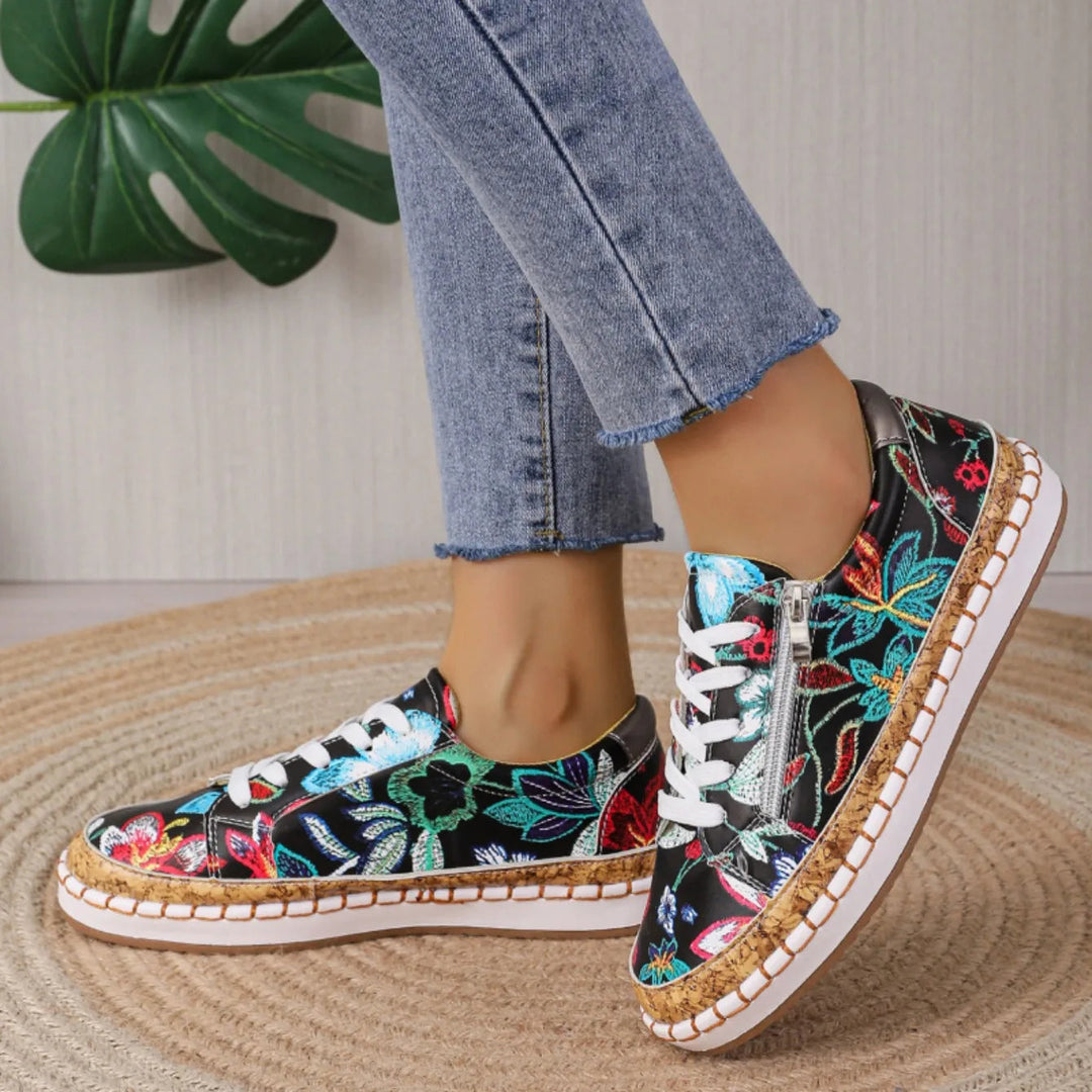 Elegant Floral Lace-Up Shoes for Women