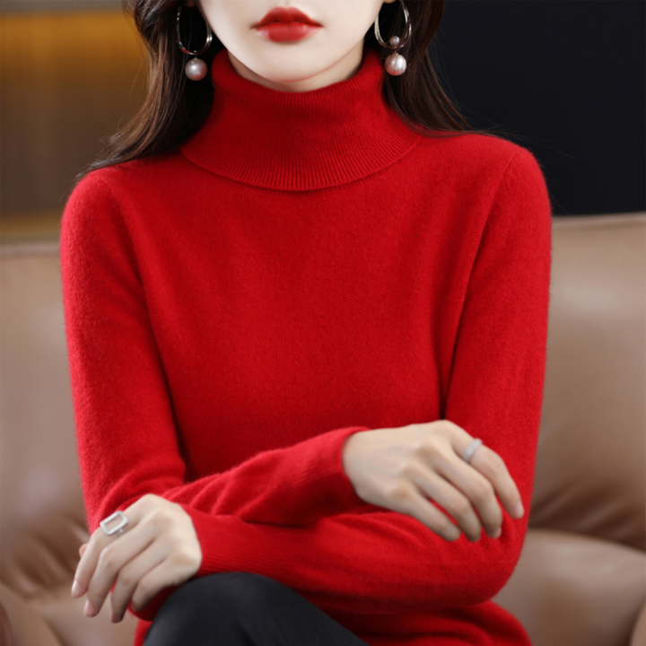 Women's 100% Cashmere Roll-Neck Jumper – Soft Regular Fit Pullover