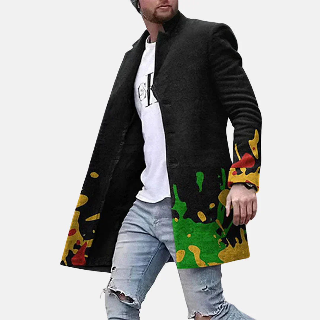 Street Print Coat – Casual &amp; Adjustable Men’s Jacket