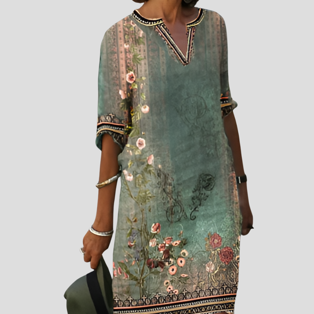 Effortlessly and Comfortable Boho Floral Ruffle Dress