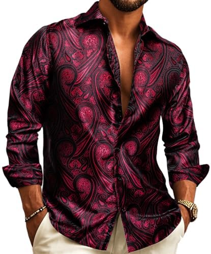 Men's paisley jacquard shirt – long-sleeved style for weddings and evening wear