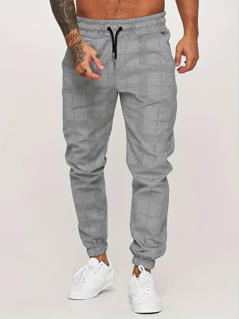 UrbanFit – Checkered Slim Fit Joggers for Men