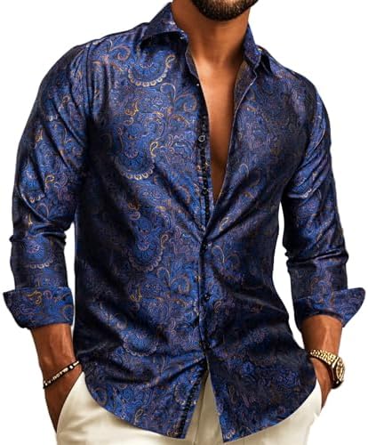 Men's paisley jacquard shirt – long-sleeved style for weddings and evening wear